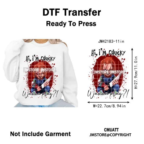 See You In Hell Scary Movie True Love Couple Halloween Season Iron on DTF Washable Transfers Stickers Ready to Press for Textile