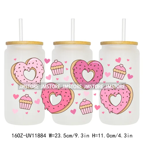 Coquette Bow Pencil 16OZ UV Cup Wrap DTF Transfer Stickers For Libbey Glass Can Cups Tumbler Cherry Heart Love Valentines Day