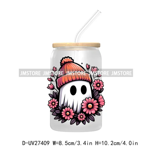 Cute Bougie Ghost Boo Halloween UV DTF Transfer Stickers Decals For Libbey Cold Cup Mug Tumbler High Quality Fall Pumpkin Season