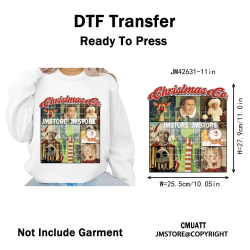 Retro Coquette Bows Holiday Christmas Movie Cartoon Kids Lover Iron on DTF Washable Transfer Stickers Ready to Press for Garment