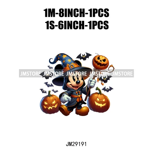 Cartoon Halloween Scary Cute Horror Characters Pumpkin Fall Vibes DTF Iron On Transfers Stickers Ready To Press For Clothing