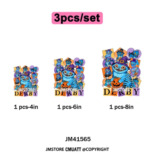 Cute Blue Tiger Idol Group Characters Kpop Halloween Pumpkin Iron on DTF Washable Transfers Stickers Ready to Press for Textile
