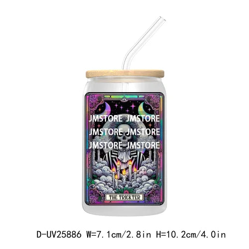 Spooky Skull Halloween Tarot Card UV DTF Transfer Stickers Decals For Libbey Cold Cups Mugs Durable Waterproof Custom Logo Label