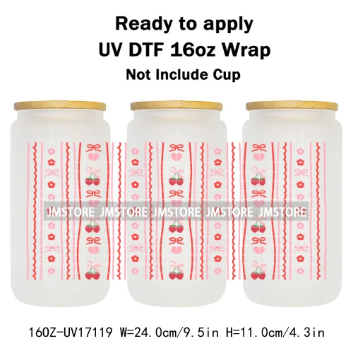 Coquette Bow Fall Autumn Pumpkins 16OZ UV DTF Cup Wraps Ready To Apply Waterproof Transfer Stickers For Libbey Glass Can Tumbler