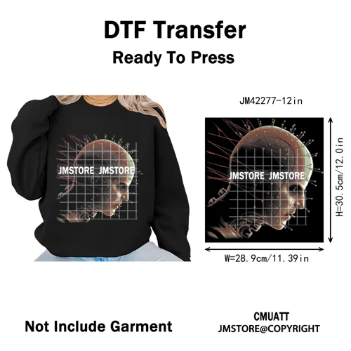 Horror Characters Halftone Movie Shows Scary Halloween Vibes Iron on DTF Washable Transfers Stickers Ready to Press for Clothing