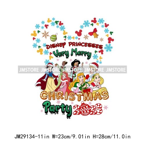 Cartoon Princess Jolly Tis The Season Christmas Party Best Day Ever Iron On DTF Transfers Stickers Ready To Press For T-shirts