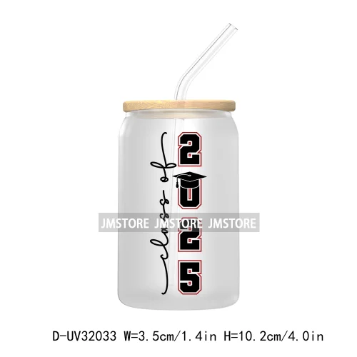 Coquette Bow Senior 2025 Western Grad Squad UV DTF Transfer Stickers Decals For Libbey Cold Cups Mugs Tumbler Waterproof Logo