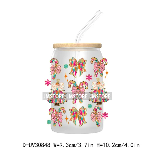 Christmas Pencil Tree Gift For Teacher UV DTF Transfer Stickers Decals For Libbey Cold Cups Mugs Tumbler Waterproof Coquette Bow