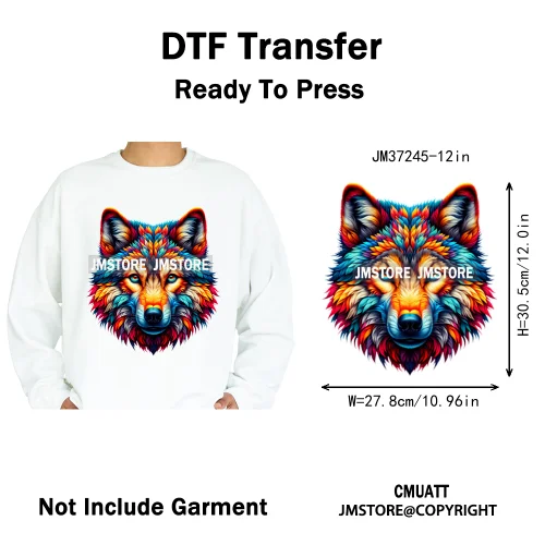 12in Cool Jungle King Beats Graffiti Hip Hop Animals Lover Iron on DTF Thermal Transfers Stickers Ready to Press for T-shirts