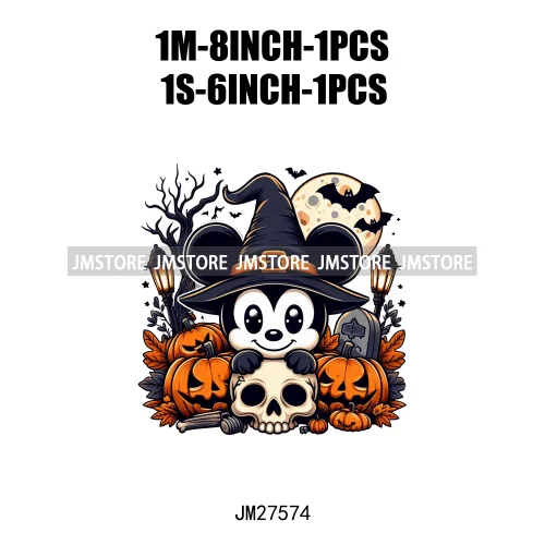 Cartoon Halloween Spooky Season Pumpkin Rip Gravestone Skull DTF Iron On Transfers Stickers Printing Ready To Press For Clothing