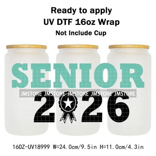 High School Senior Coquette Bow 16OZ UV DTF Cup Wraps Ready To Apply Waterproof Transfer Stickers For Libbey Glass Can Tumbler