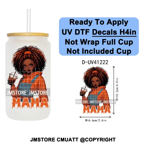 Spooky Mama Skullface Halloween UV DTF Decals Ready To Apply Waterproof Transfer Stickers DIY Crafts For 16OZ Libbey Glass Can