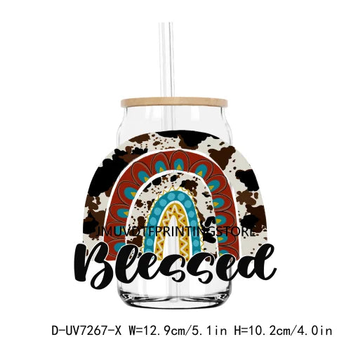 Pray God Jesus Faith Blessed UV DTF Transfers Stickers Decals For Libbey Cold Cups Mugs Tumbler Waterproof DIY Logo Girls Trip