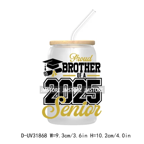 Proud Family Of 2025 Graduate Senior UV DTF Transfer Stickers Decals For Libbey Cold Cups Mugs Tumbler Waterproof Class Of 2025