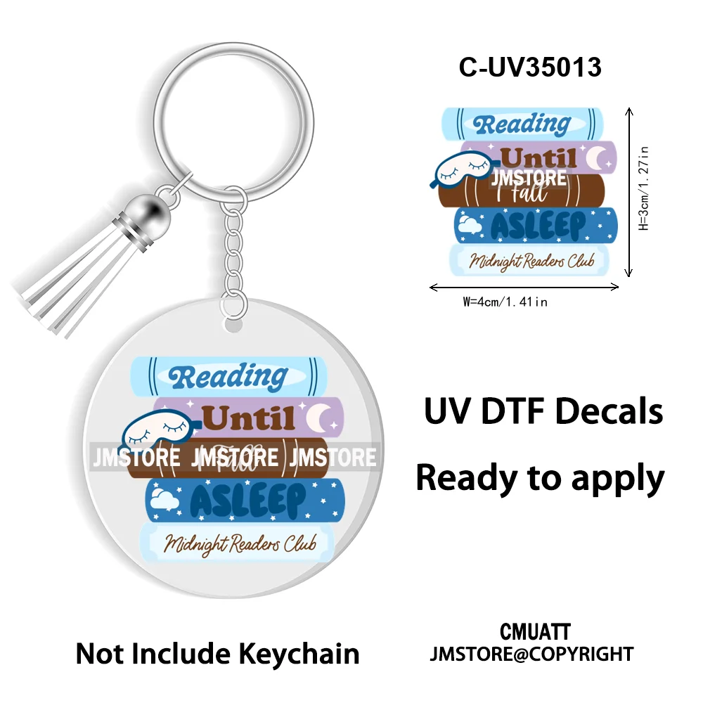 Smells Like Historical Romance Bookish Positive Quotes New WaterProof UV DTF Stickers For Round Circle Acrylic Keychain Key Ring