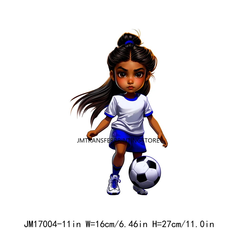 Afro Cut Sport Girl Football Baseball Sticker Heat Press American Afro Sport Kids DTF Transfers For Bags Hoodies