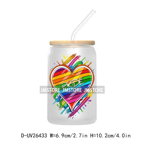 Pride Love Rainbow Heart UV DTF Transfer Stickers Decals For Libbey Cold Cups Mugs Durable Waterproof Custom Logo Label Best Gay