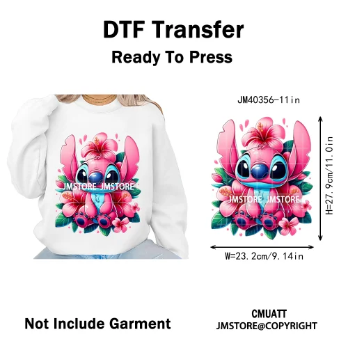 Trendy Cartoon Animal Characters Lover Cold Peel Logos Iron on DTF Washable Transfers Stickers Ready to Press for Hoodies Bags