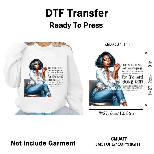 Fashion Afro Girls Pray Christian Black Boss Lady Printing Iron on DTF Washable Transfers Stickers Ready to Press for Clothes