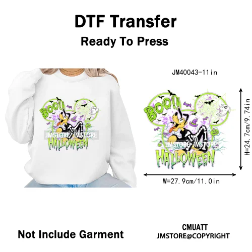 Happy Halloween Nightmare Cartoon Character Pumpkin Skeleton Iron on DTF Washable Transfers Stickers Ready to Press for T-shirts