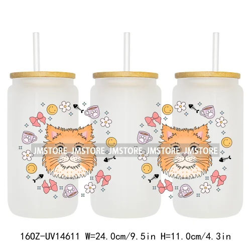 Coquette Bow Cat Dog Mom UV DTF Stickers Ready to Transfer Cup Wrap Custom Labels DIY Craft For Libbey Can Glass Tumblers Mugs
