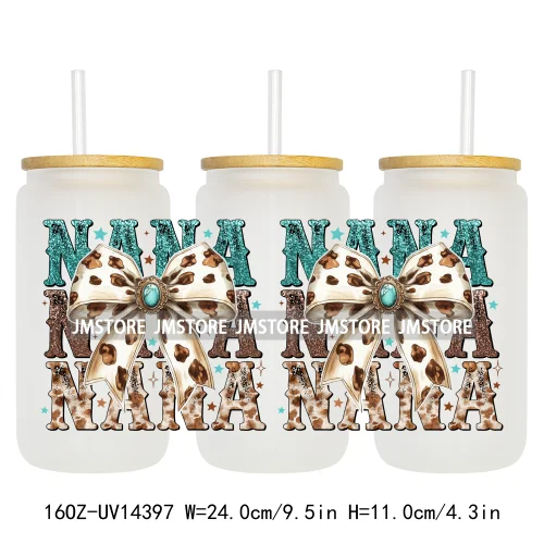 Retro Mama Coquette Bow UV DTF Stickers Ready to Transfer Cup Wrap Custom Labels DIY Craft For Libbey Can Glass Tumblers Mugs