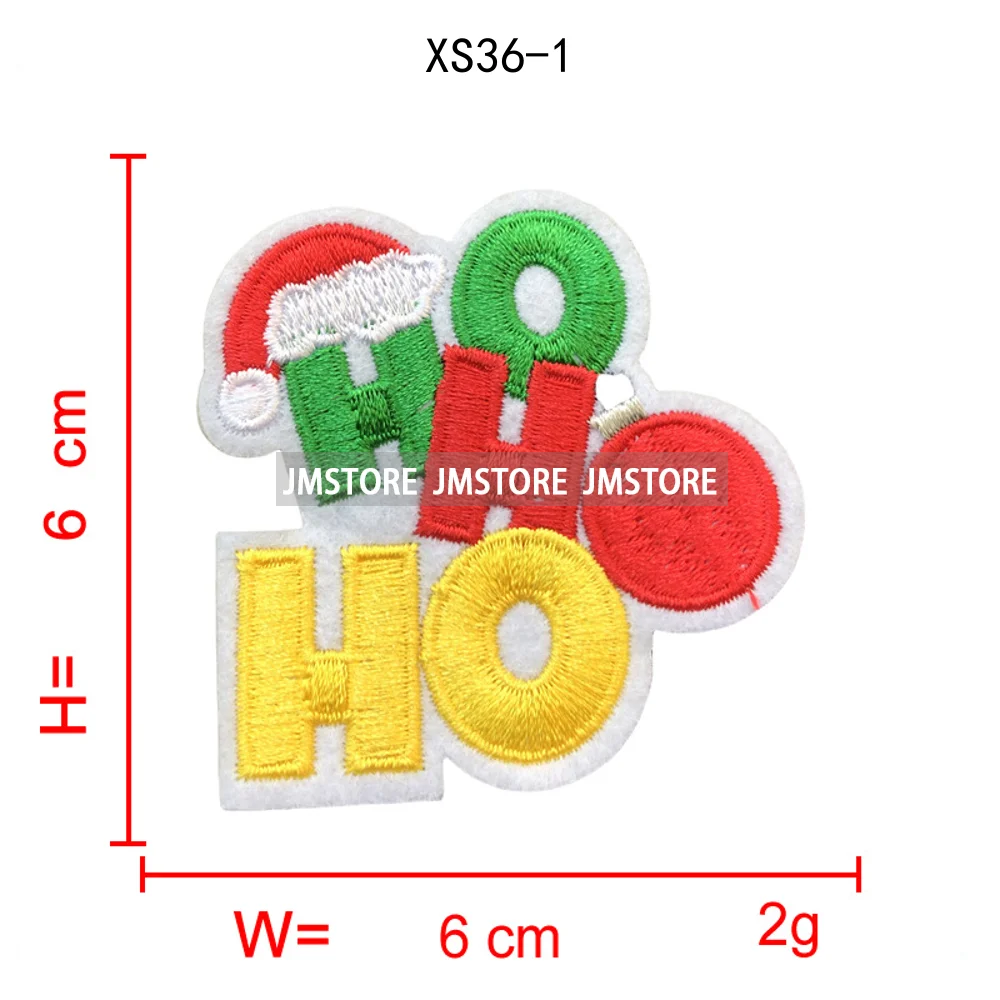 Merry Christmas Ho Ho Ho Santa Candy Canes Celebrate Festive Embroidery Appliques Iron on Sequins Patches for Sweatshirt Bags