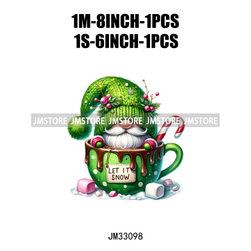 Cute Christmas Hot Cocoa Season Gnomes Sweet Winter Santa Quotes Iron On DTF Transfers Stickers Ready To Press T-shirts Bags