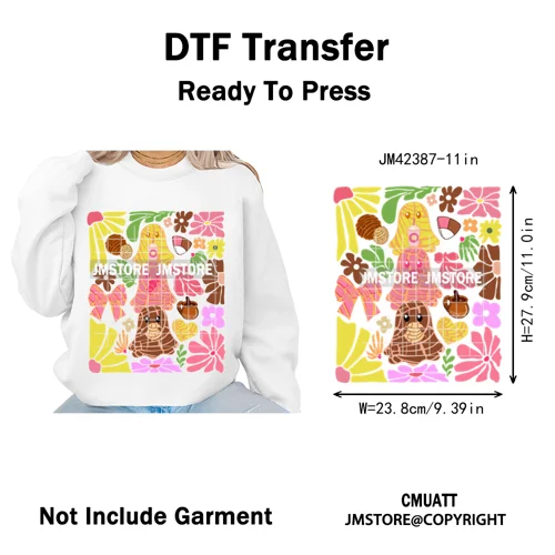 Ghost Coquette Spanish Halloween Pan Dulce Conchas And Cucuy Iron on DTF Washable Transfers Stickers Ready to Press for Textiles