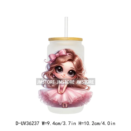 Cute Pink Princess Coquette Bow UV DTF Transfer Stickers Decals Ready To Apply Waterproof For 16OZ Libbey Glass Can Cups Tumbler