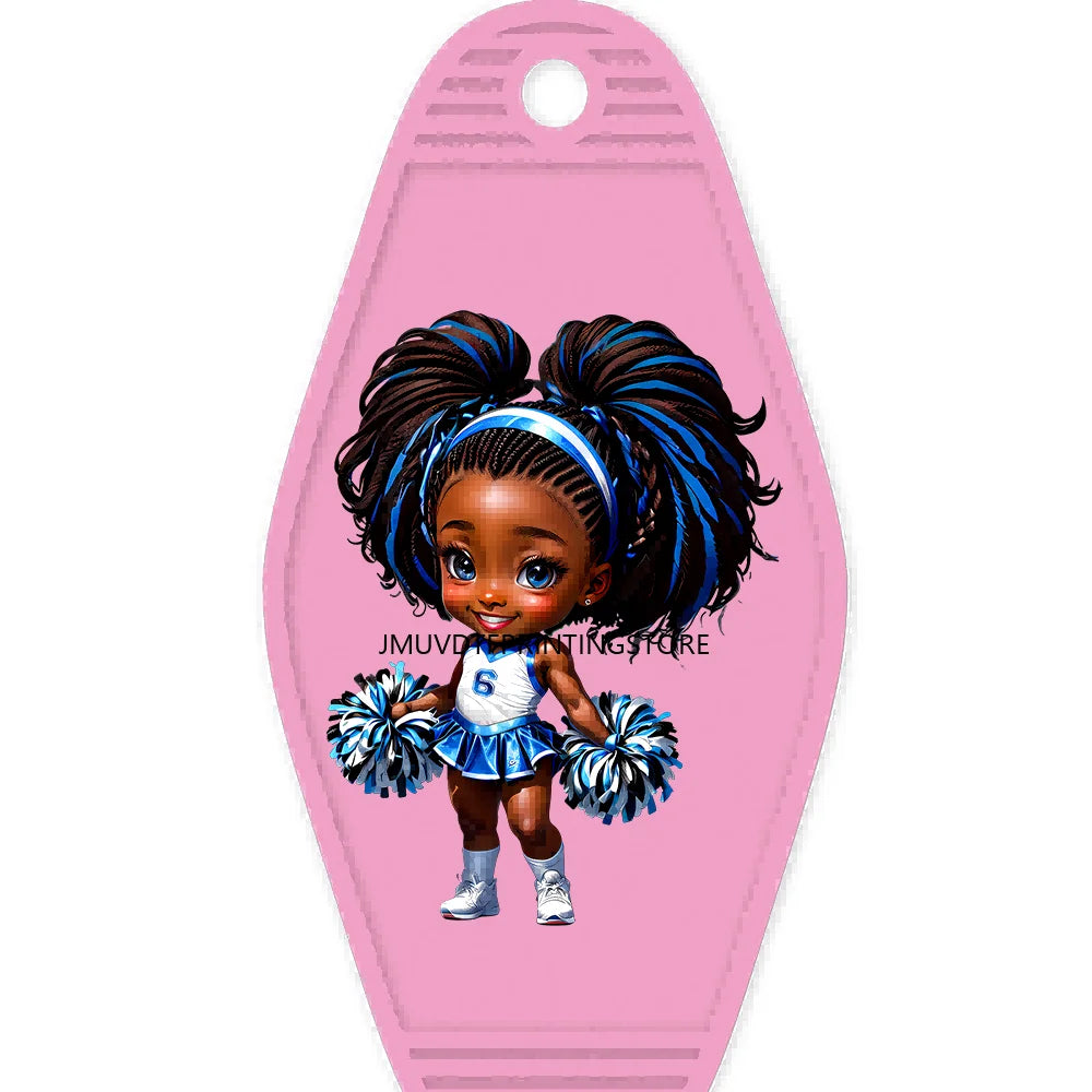 Cute Basketball Girl Players High Quality WaterProof UV DTF Sticker For Motel Hotel Keychain Cheerleading Girls