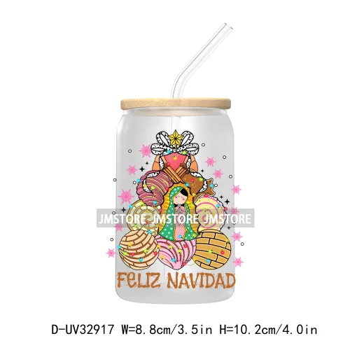 Feliz Navidad Gingerbread Mexican Christmas UV DTF Transfer Stickers Decals For Libbey Cold Cup Mug Tumbler Pan Dulce Pantasmas