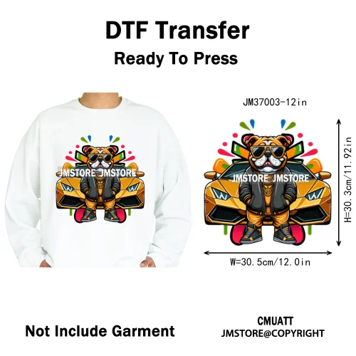 12in Graffiti Gangster Hip Hop Gorilla Life Is Better With Bulldog Iron on DTF Heat Transfer Sticker Ready to Press for Hoodies
