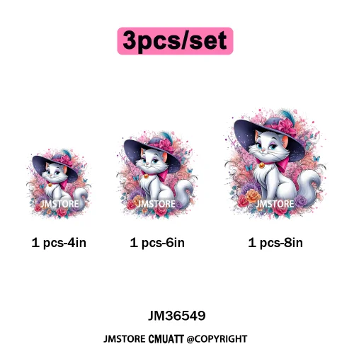 Trendy Flower Cat Bee Animal Lover Cute Princess Designs Iron on DTF Washable Transfers Stickers Ready to Press for T-shirts