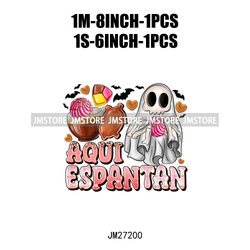 Spanish Espooky Vibes Latina Pantasmas Mexican Halloween Conchas Cucuys Aqui Espantan DTF Iron On Transfers Stickers For Hoodies