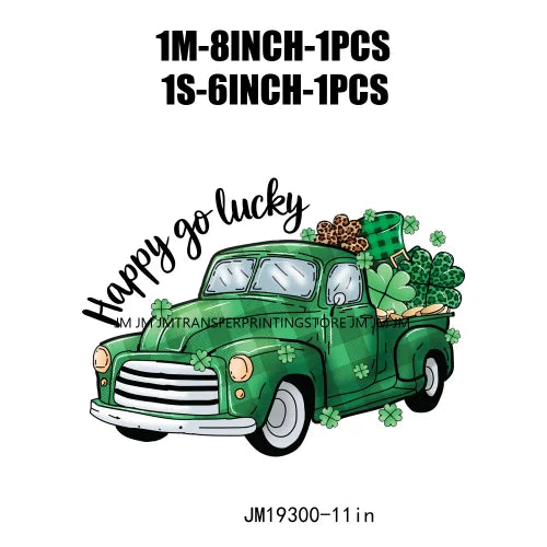 DIY Peace Love Luck Happy St Patrick's Day Design Printing Feeling Lucky Green Shamrocks DTF Transfer Stickers For Clothing