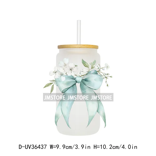 Colorful Bow Ribbon Bridal Birthday UV Sticker Decals For Libbey Cold Cups Mugs Tumbler Transfer Stickers Waterproof DIY Prints