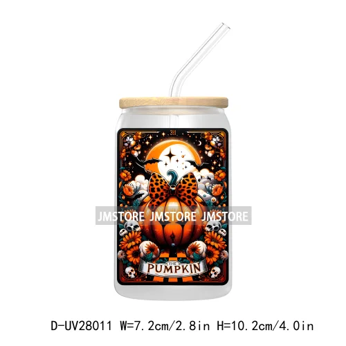 Cute Ghost Tarot Card Halloween UV DTF Transfer Stickers Decals For Libbey Cold Cups Mugs Tumbler Waterproof Craft Spooky Vibes