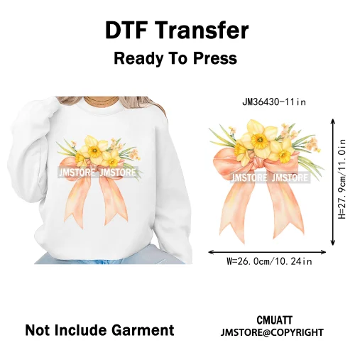 Spring Wildflower Love Vibes Ribbon Wedding Coquette Iron on DTF Thermal Transfers Stickers Ready to Press for Dresses Hoodies