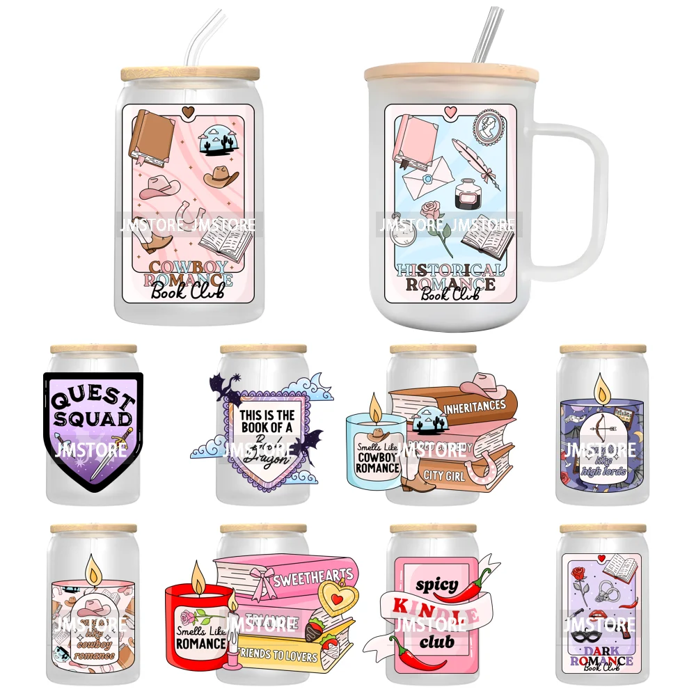 Trendy Readers Book Club UV Sticker Decals For Libbey Cold Cups Mugs Tumbler Transfer Stickers Waterproof High Quality Labels