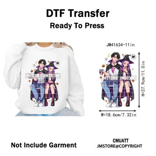 Stay Spooky Ghost Halloween Cartoon Hunters Kpop Band Group Iron on DTF Washable Transfers Stickers Ready to Press for Clothing