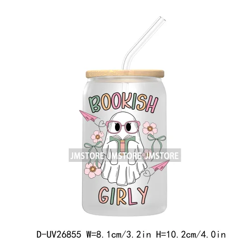 Spooky Halloween Book Club 16OZ UV DTF Cup Wrap Transfer Stickers Custom Labels Waterproof Logo For Libbey Glass Can Fall Season