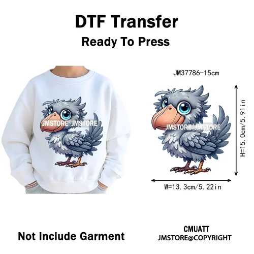 15cm 5.9in Kids Cute Nursery Thermal Printed Bird Fly Animal Washable Iron on DTF Transfers Stickers Ready to Press for Textile