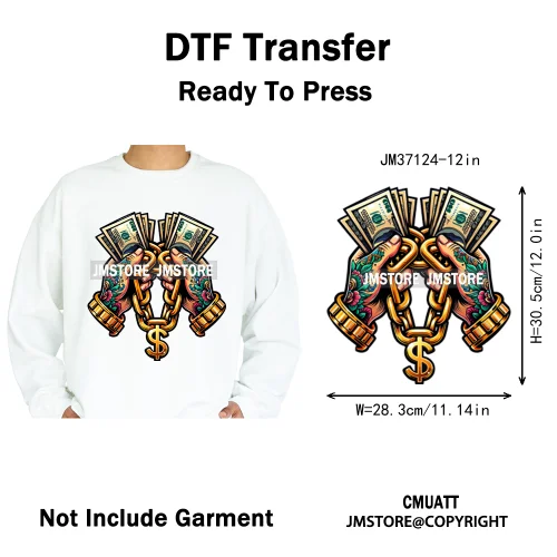 12in Cartoon Graffiti Streetwear Tiger Bunny Animal King Hip Hop Poster Iron on DTF Transfer Stickers Ready to Press for Hoodies