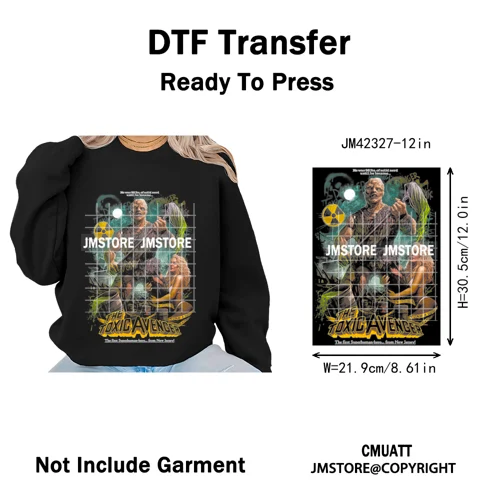 12in Retro Halftone Movie Halloween Spooky Popular Shows Iron on DTF Washable Transfers Stickers Ready to Press for Hoodies