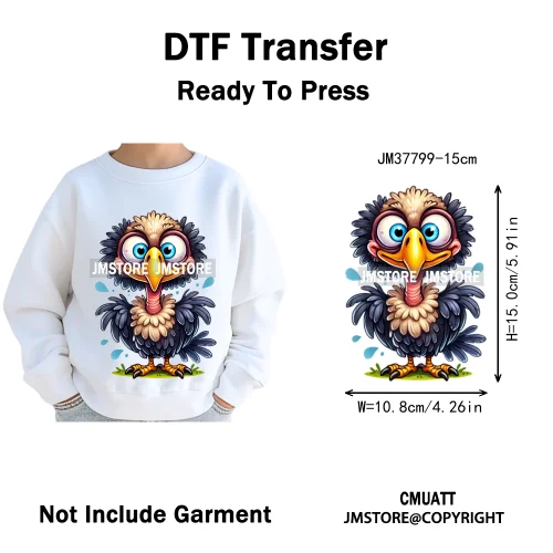 15cm 5.9in Kids Cute Nursery Thermal Printed Bird Fly Animal Washable Iron on DTF Transfers Stickers Ready to Press for Textile