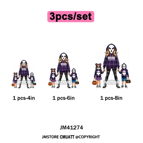 Spooky Halloween Scary Ghost Pumpkin Mama Kids Family Love Iron on Washable DTF Transfers Stickers Ready to Press for Textile