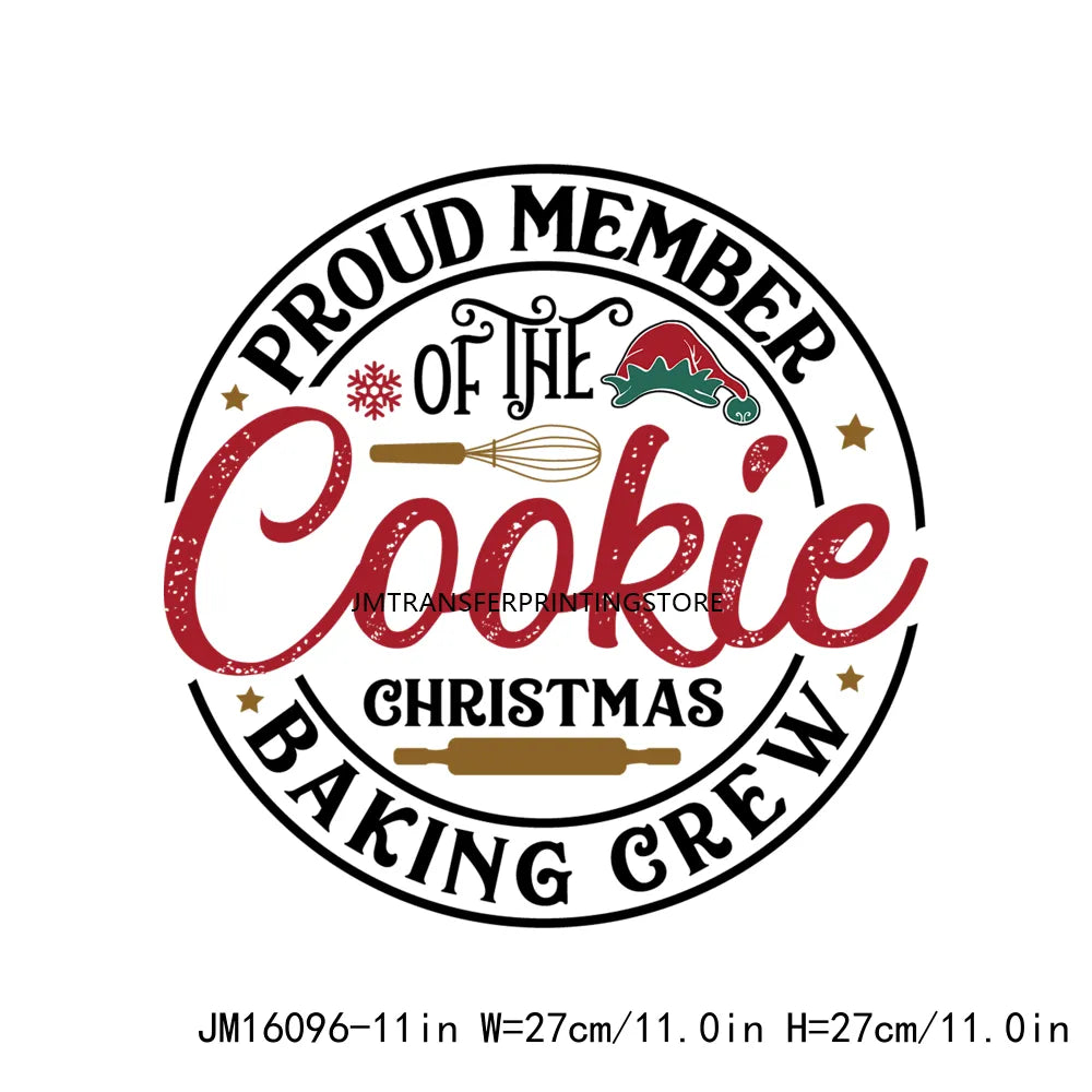 Custom Gingerbread Bakery Holly Jolly Vibes Merry Cookie Christmas Baking Crew Santa's Cookies DTF Transfer Decals For T-Shirt