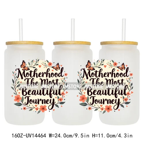 Mother's Day Quotes Mom Love UV DTF Wraps Transfer Sticker Waterproof Custom UV DTF Prints For 16OZ Libbey Glass Can Tumbler Mug
