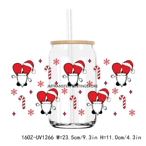 Bad Bunny Christmas 16OZ UV DTF Cup Wrap Transfers Stickers Custom Labels DIY Durable Waterproof Logo For Libbey Glass Can